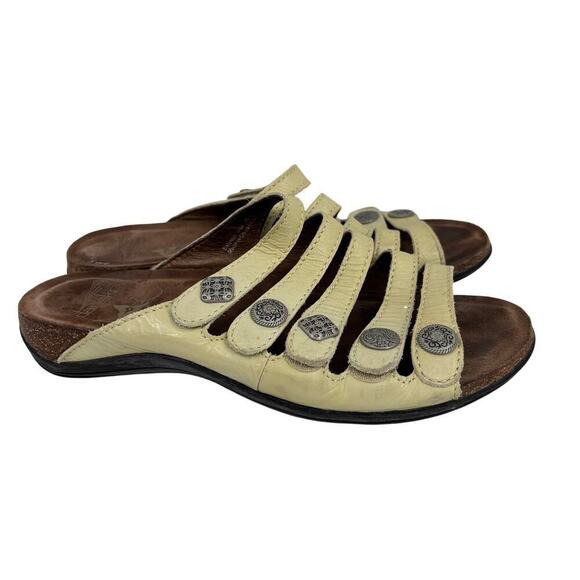 Dansko Janie Slide Sandals Size EU 38 Leather Light Beige Adjustable Strappy - Picture 1 of 10